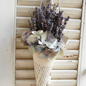 Dried French Lavender In Vintage French Book  Cone / Dried Lavender Arrangement