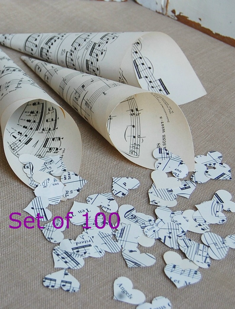 150 Wedding Petal Toss Cones / Vintage Sheet Music Cones image 2