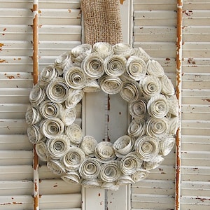 Book Page Wreath / Literary Gift / Paper Rose Wreath / Book Lover Gift / Book Club image 1