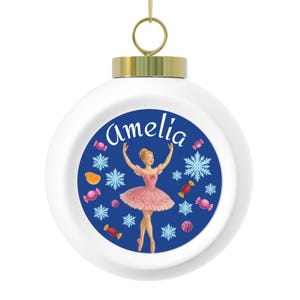 Christmas Ball Ornament - Personalized Ballerina Nutcracker Sugar Plum Fairy Decoration, Tree Ornament, Holiday Gift, Ballet Dancer Decor,
