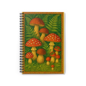 Whimsical Mushroom Spiral Notebook - Journal, Sketchbook, Stationery, Gift, Nature Lover