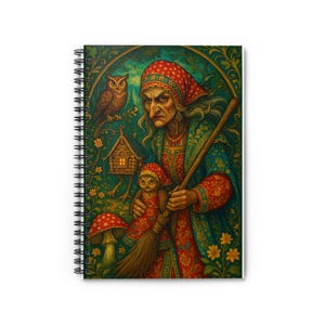 Spiral Notebook - Ruled Line, Baba Yaga Slavic Witch Journal, Witchcraft Notepad, Magic Spell Book, Occult Diary, Halloween Notebook