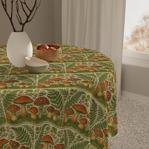 Tischdecke Fliegenpilz Pilz Cottagecore, Rustikale Wohn Dekoration, Küche Esszimmer Bettwäsche, Landhaus Bauernhaus Tischdecke, Boho Chic Picknickdecke