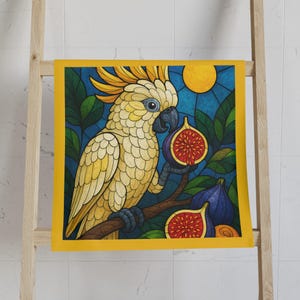 Vibrant Cockatoo Hand Towel, Colorful Kitchen Towel, Unique Home Decor, Animal Lover Gift, Tropical Bath Gift