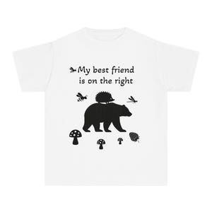 Camiseta juvenil &quot;Woodland Critters&quot;, &quot;El mejor amigo a la derecha&quot;, &quot;La naturaleza&quot; para niños, &quot;Vida salvaje&quot;, &quot;Animales del bosque&quot;, &quot;Informal&quot; para niños