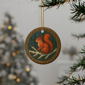 Squirrel ceramic ornament