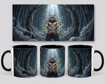 Demon Slayer Mug | Custom Name & Colors | Anime Mug | Inosuke Hashibira Coffee Cup | Personalized Kimetsu No Yaiba Gift | Anime Mug