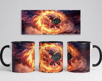 Demon Slayer Mug | Custom Name & Colors | Anime Mug | Tanjiro Kamado Coffee Cup | Personalized Kimetsu No Yaiba Gift | Anime Mug