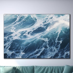 Art mural en verre trempé vague, impression sur verre vague océan, art mural océan, impression sur verre abstraite, grand art mural en verre, cadeaux de Noël