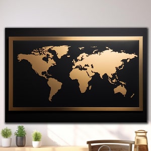 Art mural carte du monde en verre trempé, impression carte en verre, décoration carte du monde en verre, art mural moderne, très grande art mural, cadeaux de Noël