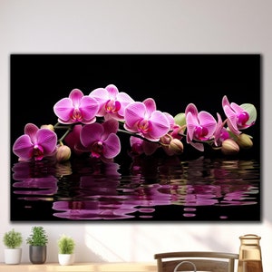 Orchidee gehärtetes Glas, Orchidee Glasdruck, Blumen-Wand-Dekor, Blumen-Wand-Kunst, extra große Wand-Kunst, lebendige Farben, Weihnachtsgeschenke