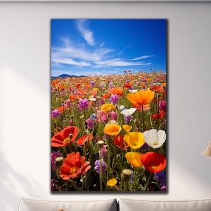 Flowers Tempered Glass Wall Art, Spring Flowers Glass Wall Decor, Floral Art Print, Extra Large Wall Art, Vivid Colors, Housewarming Gifts