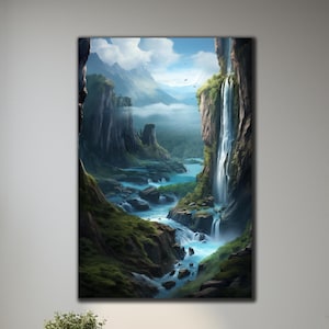 Waterfall Wall Art, Waterfall Tempered Glass, Nature Wall Decor, Spring Landscape Glass Printing, Large Glass Wall Art, Housewarming Gifts