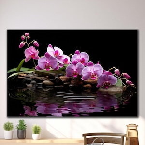 Orchid Tempered Glass Wall Art, Orchid Glass Wall Decor, Floral Wall Art,Flower Wall Decor,Extra Large Wall Art,Vivid Colors,Christmas Gifts