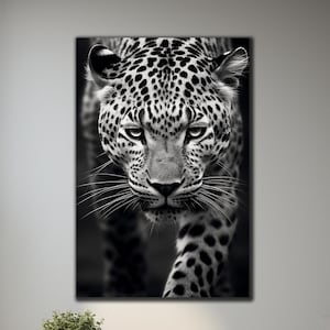 Leopard Tempered Glass Wall Art, Black and White Leopard Glass Wall Art, Animal Glass Wall Decor, Extra Large Wall Art, Housewarming Gifts