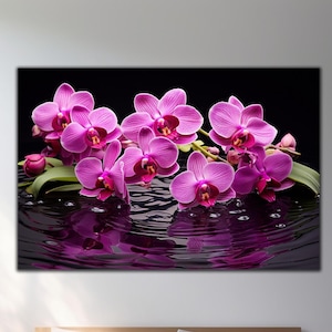 Orchidee gehärtetes Glas, Orchidee Glasdruck, Blumen Wandkunst, Blumenwanddekor, extra große Wandkunst, lebendige Farben, Weihnachtsgeschenke