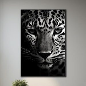 Leopard Tempered Glass Wall Art, Black and White Leopard Glass Wall Art, Animal Portrait Glass Wall Decor, Extra Large Wall Art, Home Decor