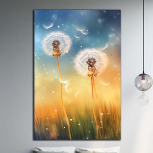 White Dandelion Tempered Glass, Dandelion Wall Art, Flower Wall Decor,Nature Wall Decor,Large Glass Wall Art,Vivid Colors,Housewarming Gifts