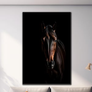 Brown Horse Wall Art, Horse Tempered Glass, Animal Wall Decor, Glass Printing, Abstract Glass Print, Extra Large Wall Art, Wall Hangings