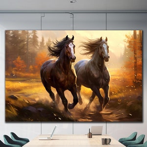 Horses Tempered Glass, Horses Glass Wall Art, Animal Wall Decor, Glass Printing, Large Glass Wall Art, Vivid Colors, Wall Hangings