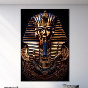 Tutankhamun Wall Art, King Tutankhamun Tempered Glass, Egypt Pharaoh Wall Decor, Extra Large Wall Art, Glass Printing, Housewarming Gifts