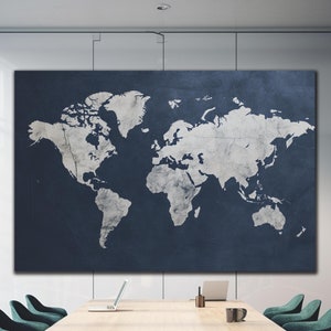 Art mural en verre trempé carte du monde, impression sur verre carte, décoration en verre carte du monde, art sur verre personnalisé, art mural très grand, cadeaux de Noël