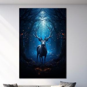 Deer Wall Decor, Deer Tempered Glass, Stag Wall Art, Animal Wall Decor, Forest Landscape Art, Large Glass Wall Art, Wall Hangings