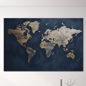 Art mural en verre trempé carte du monde, impression sur verre carte, art en verre carte du monde, art sur verre personnalisé, art mural très grand, cadeaux de Noël