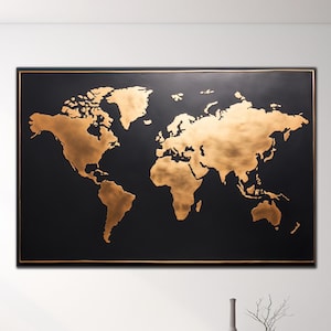 Art mural carte du monde en verre trempé, impression carte en verre, décoration carte du monde en verre, art mural moderne, grand art mural en verre, cadeaux de Noël
