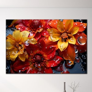 Flower Tempered Glass, Flowers Glass Wall Decor, Floral Glass Art Print, Large Glass Wall Art, Vivid Colors, Modern Wall Decor, Home Decor