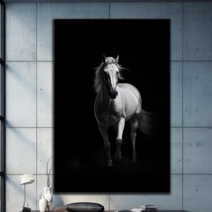 Horse Tempered Glass Wall Art, Horse Glass Print, Black and White Art Print, Animal Glass Wall Art, Large Glass Wall Art, Housewarming Gifts