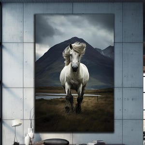White Horse Tempered Glass Wall Art, Horse Glass Print, Animal Glass Wall Decor, Horse Art Print, Extra Large Wall Art, Housewarming Gifts