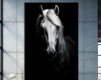 White Horse Wall Art, Horse Tempered Glass, Animal Wall Decor, Glass Printing, Abstract Glass Print, Large Glass Wall Art, Wall Hangings