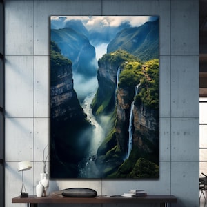 Waterfall Wall Art, Waterfall Tempered Glass, Nature Wall Decor, Spring Landscape Glass Printing, Large Glass Wall Art, Wall Hangings