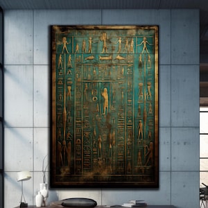 Hieroglyphs Tempered Glass Wall Art, Egyptian Wall Art, Ancient Egypt Wall Decor, Egypt Symbols Glass Print, Large Glass Wall Art,Home Decor