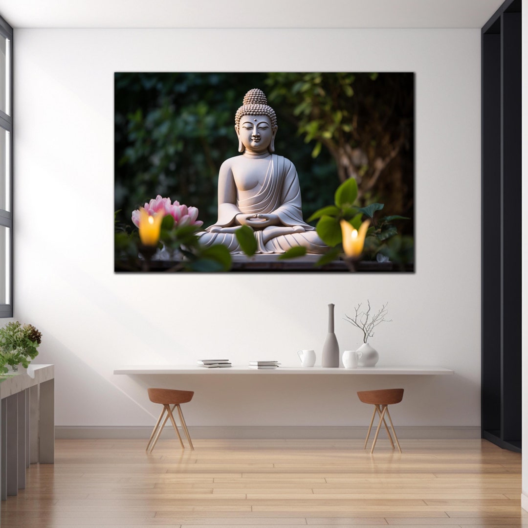 Lord Buddha Tempered Glass Wall Art, Lord Buddha Glass Print, Hindu ...