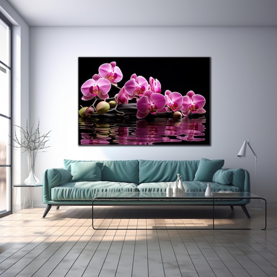 Orchid Tempered Glass Wall Art, Orchid Glass Wall Decor, Floral Wall Decor,Flower Wall Art,Large Glass Wall Art,Vivid Colors,Christmas Gifts