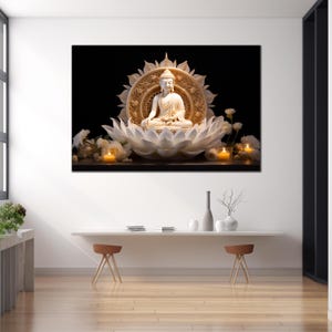 Lord Buddha Tempered Glass Wall Art, Buddha Wall Art, Buddhism Glass ...