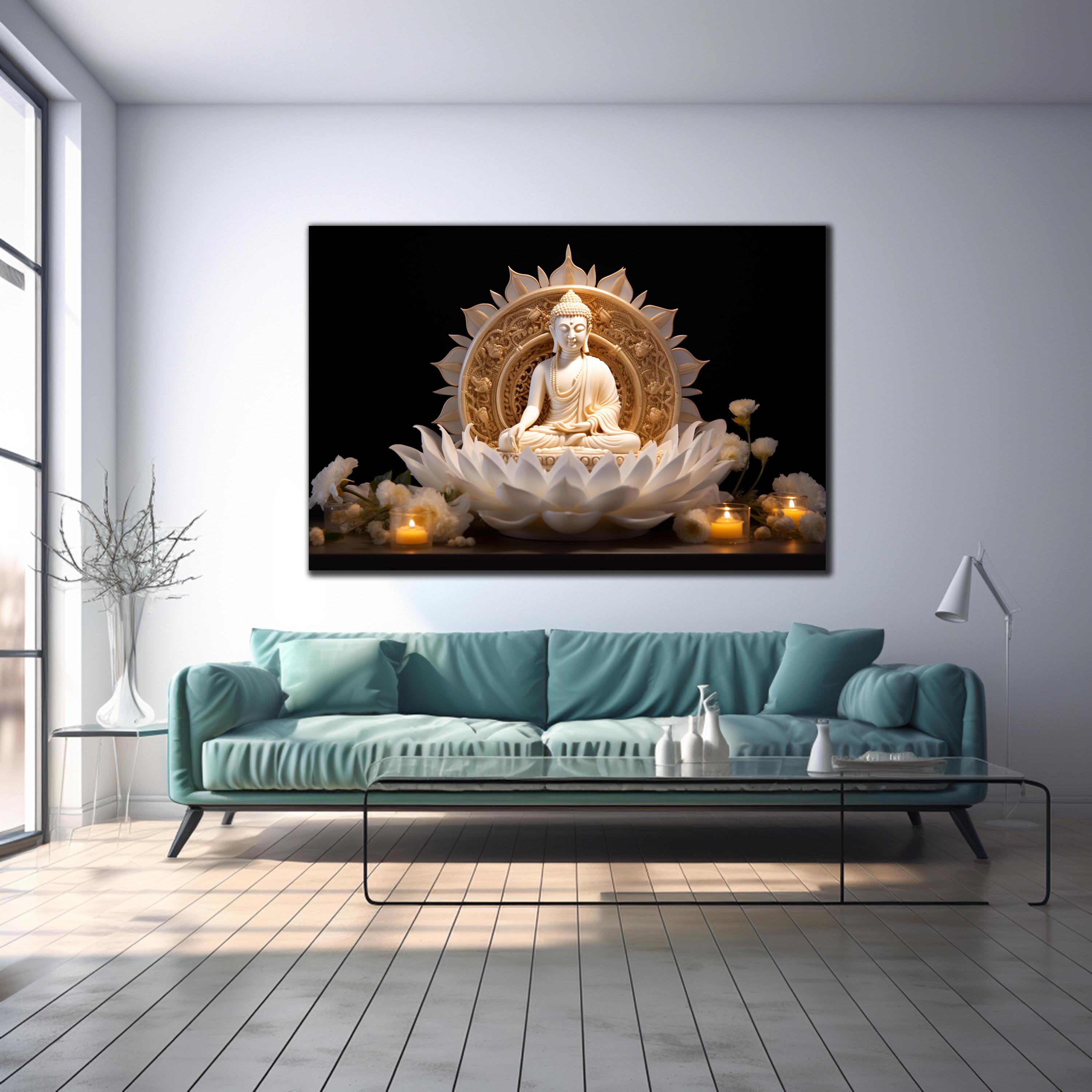 Lord Buddha Tempered Glass Wall Art, Buddha Wall Art, Buddhism Glass ...