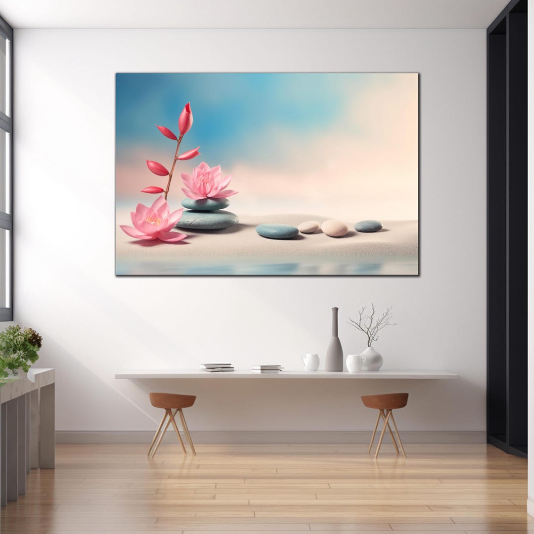 Zen Spa Stones Tempered Glass Wall Art, Spa Stones Glass Wall Decor ...