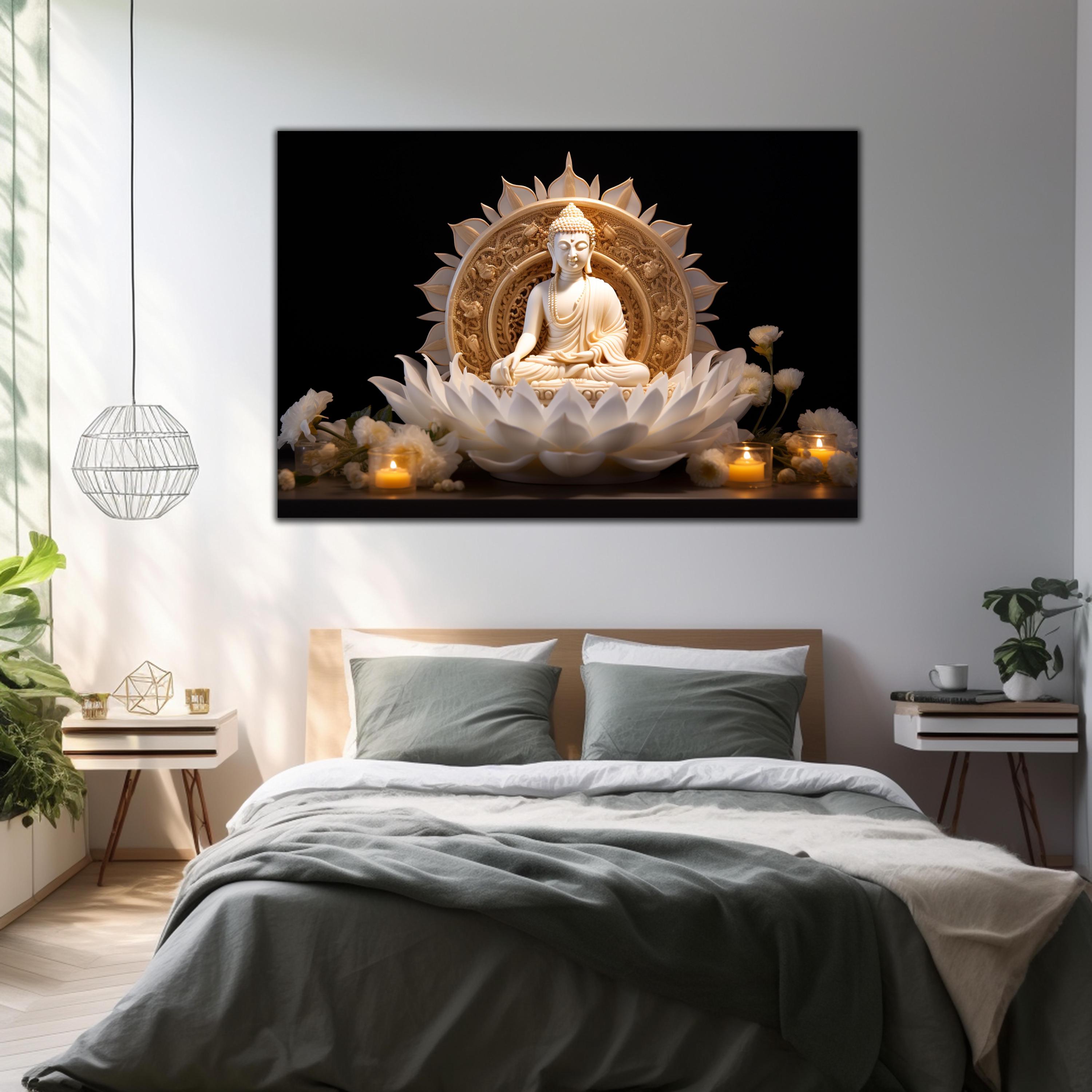 Lord Buddha Tempered Glass Wall Art, Buddha Wall Art, Buddhism Glass ...