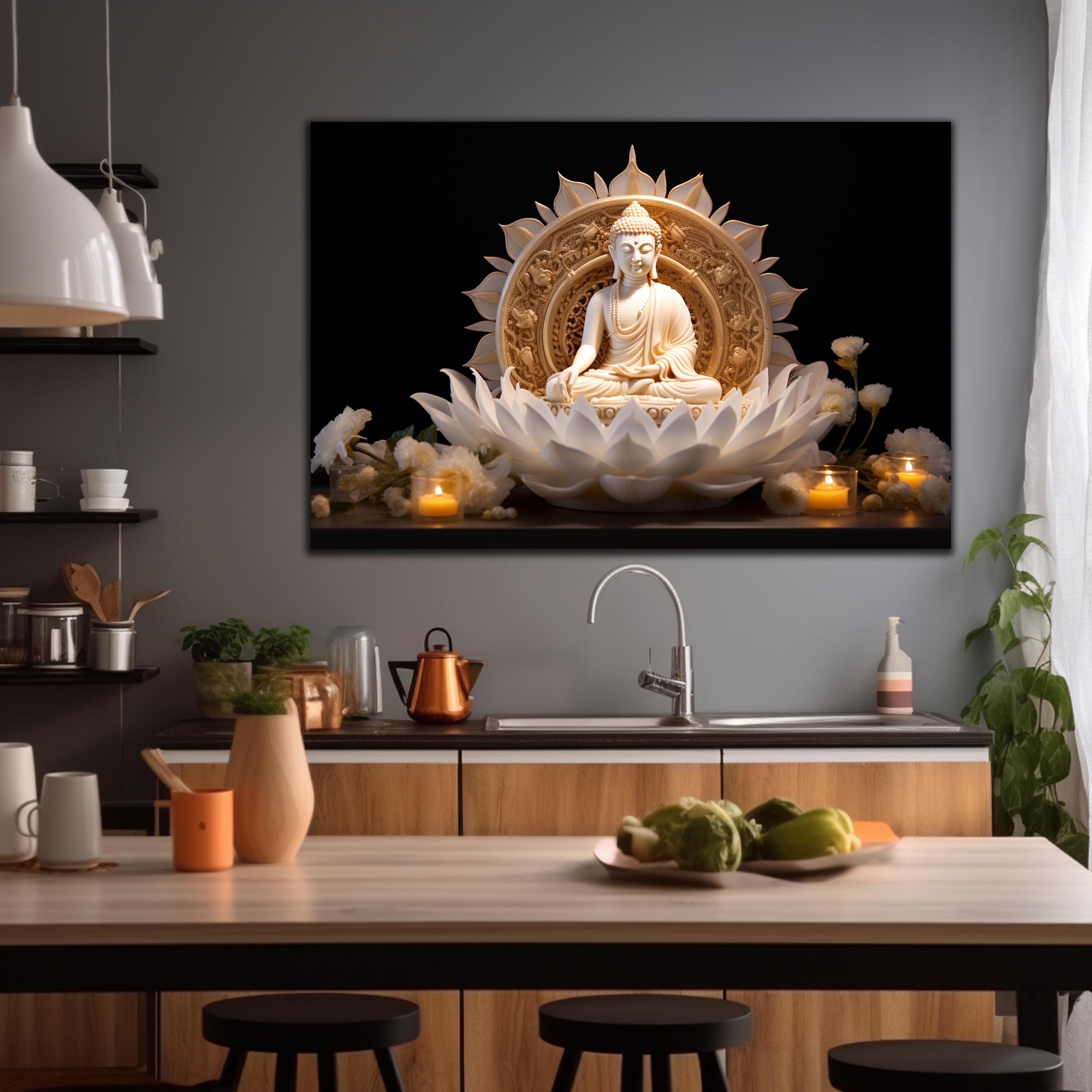 Lord Buddha Tempered Glass Wall Art, Buddha Wall Art, Buddhism Glass ...