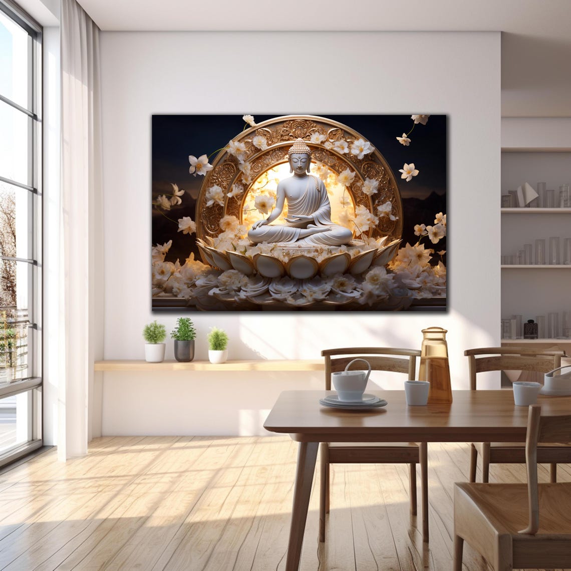 Lord Buddha Tempered Glass Wall Art, Buddha Wall Decor, Buddhism Glass ...