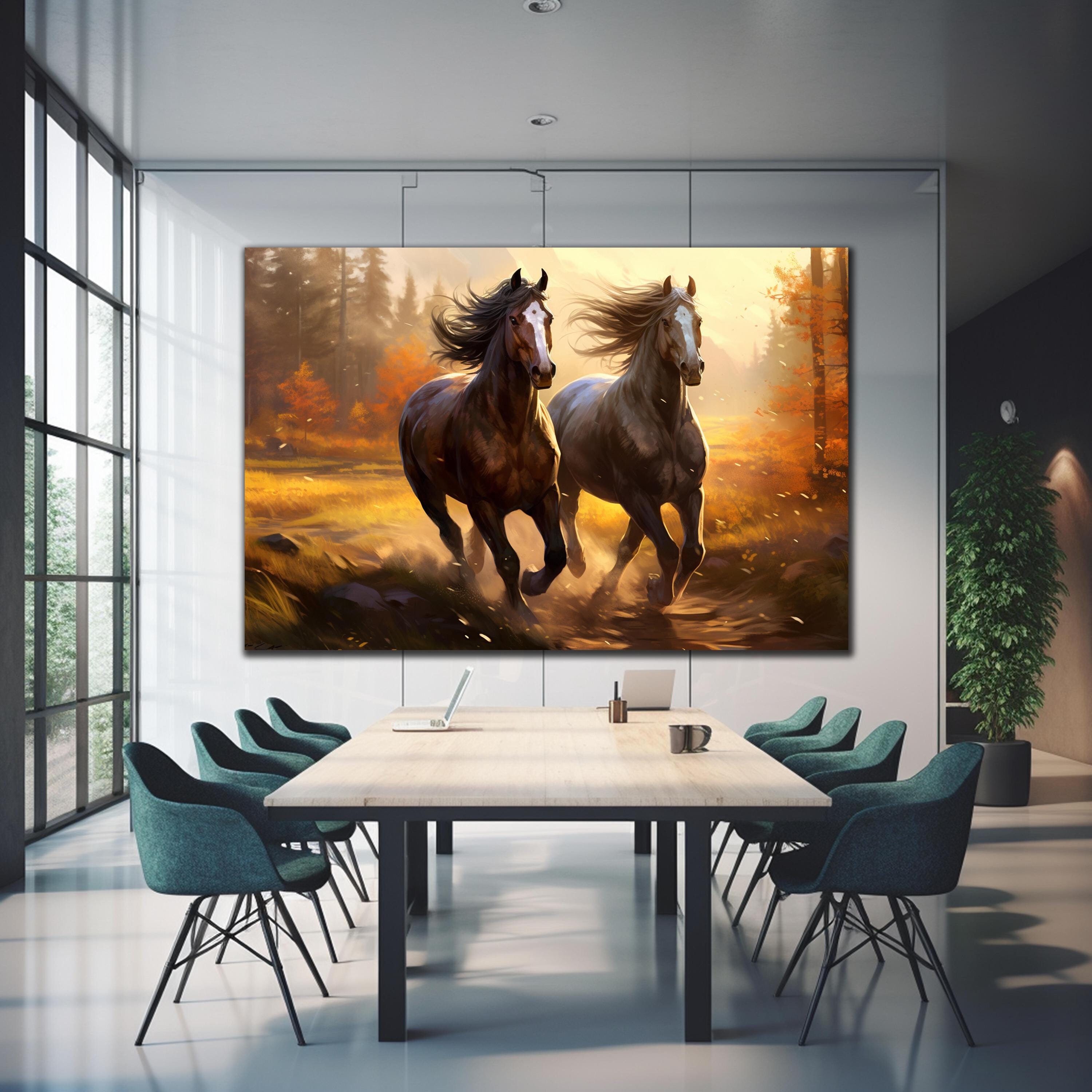 Horses Tempered Glass, Horses Glass Wall Art, Animal Wall Decor, Glass Printing, Large Glass Wall Art, Vivid Colors, Wall Hangings