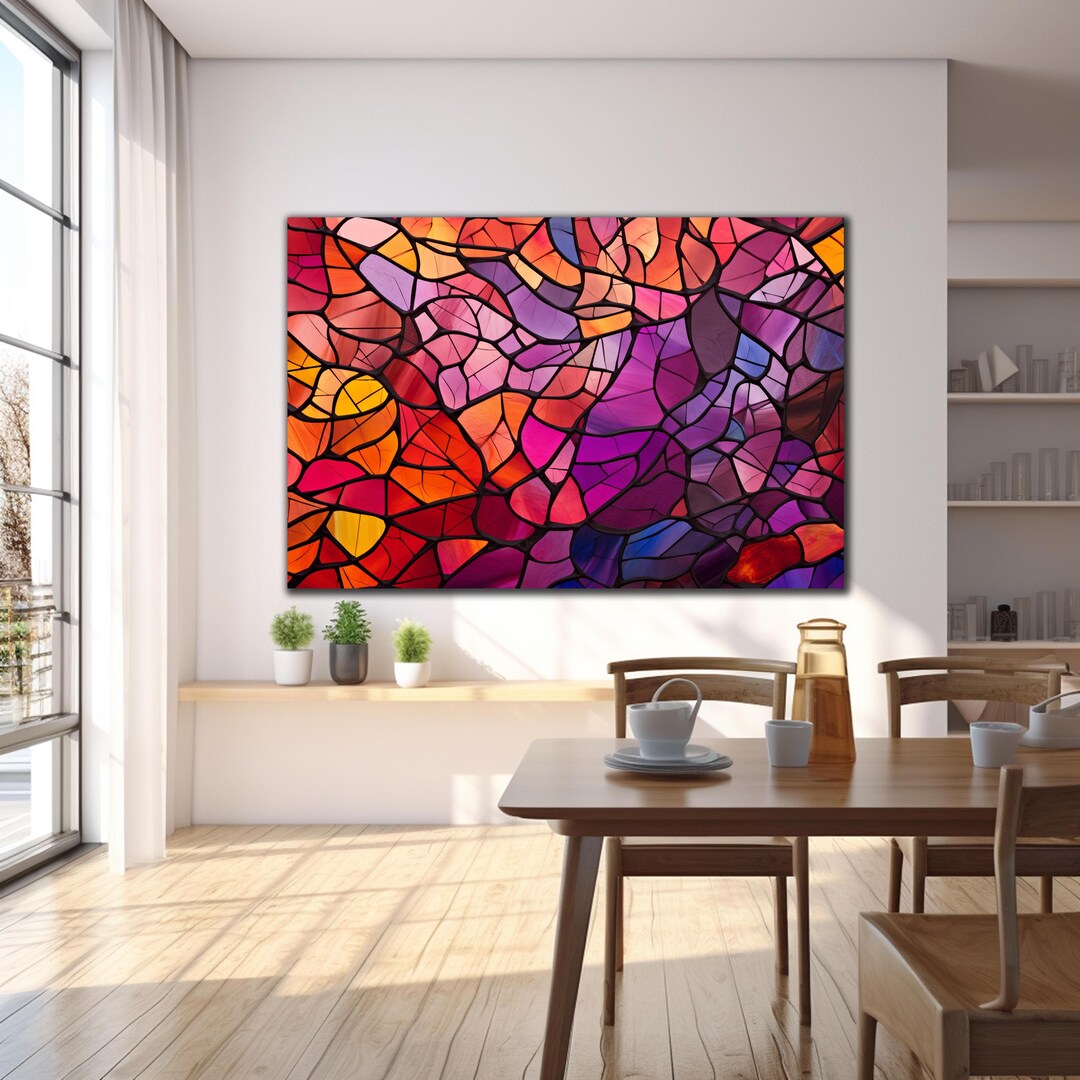 Colorful Stained Glass Wall Art, Mosaic Tempered Glass Wall Art ...