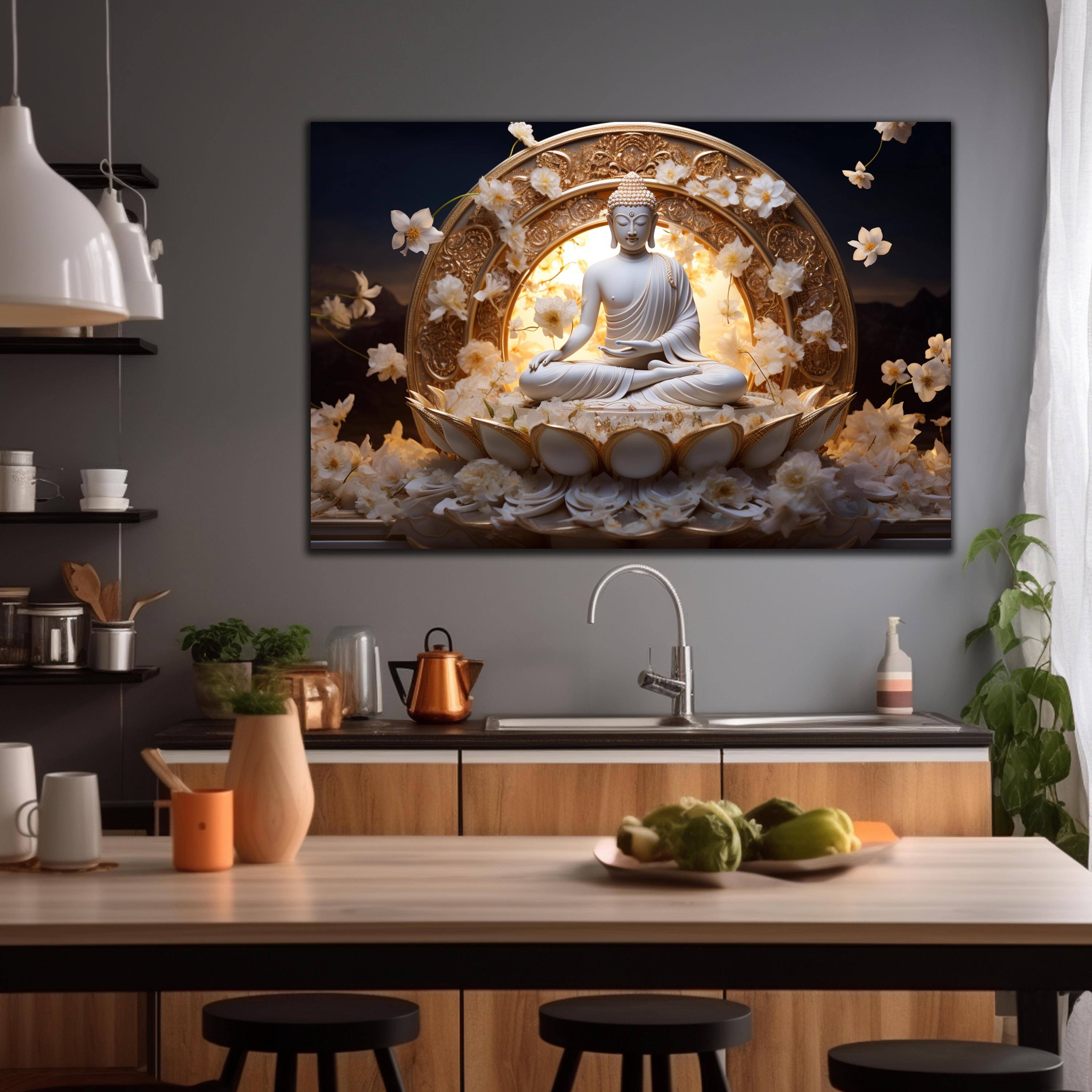 Lord Buddha Tempered Glass Wall Art, Buddha Wall Decor, Buddhism Glass ...