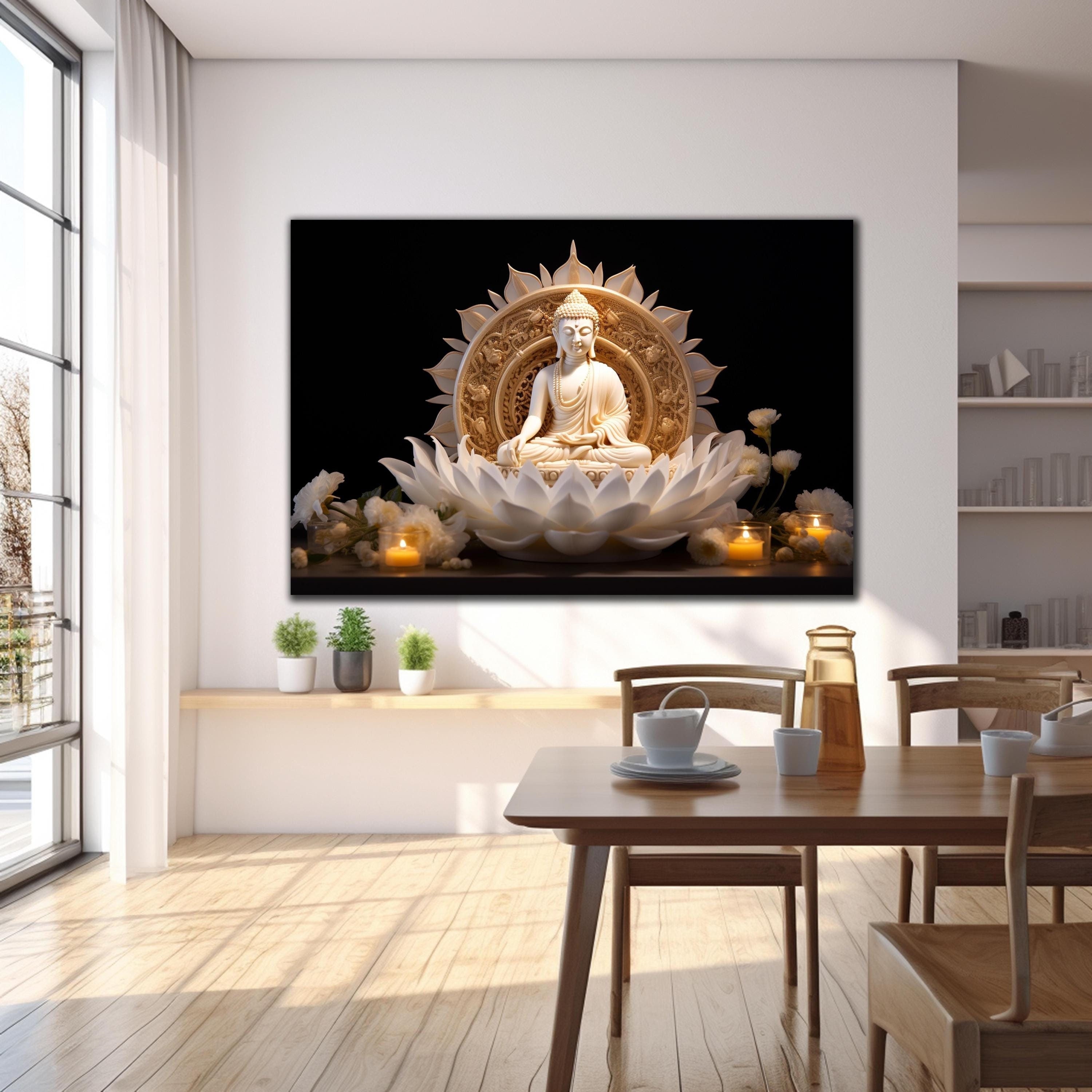 Lord Buddha Tempered Glass Wall Art, Buddha Wall Art, Buddhism Glass ...