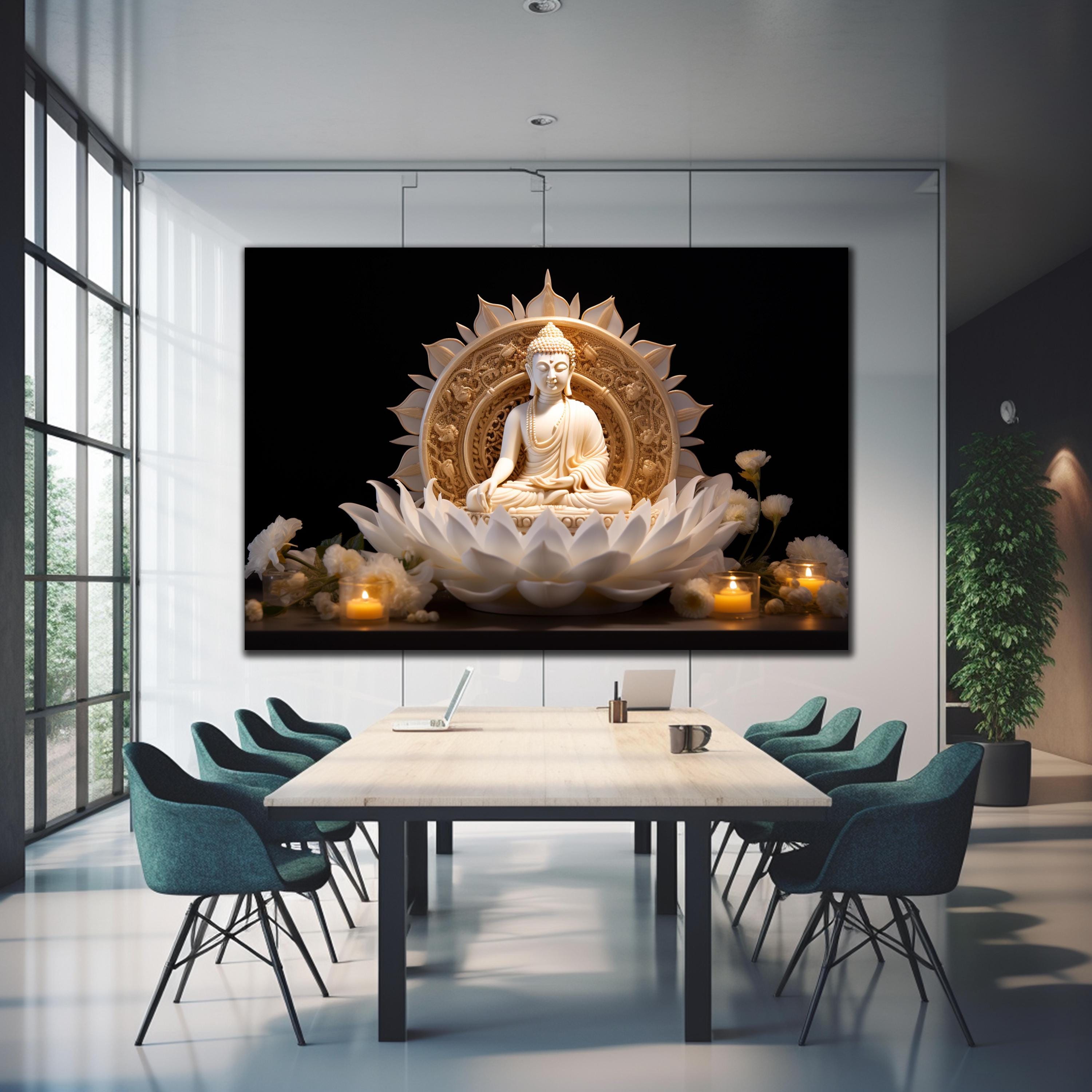 Lord Buddha Tempered Glass Wall Art, Buddha Wall Art, Buddhism Glass ...