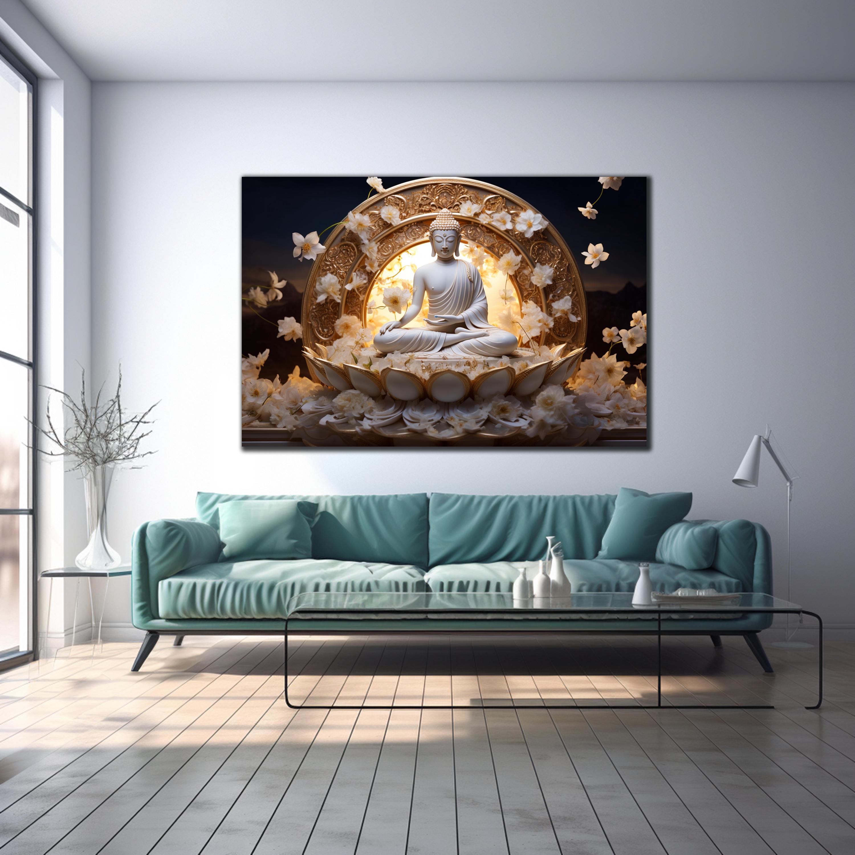Lord Buddha Tempered Glass Wall Art, Buddha Wall Decor, Buddhism Glass ...