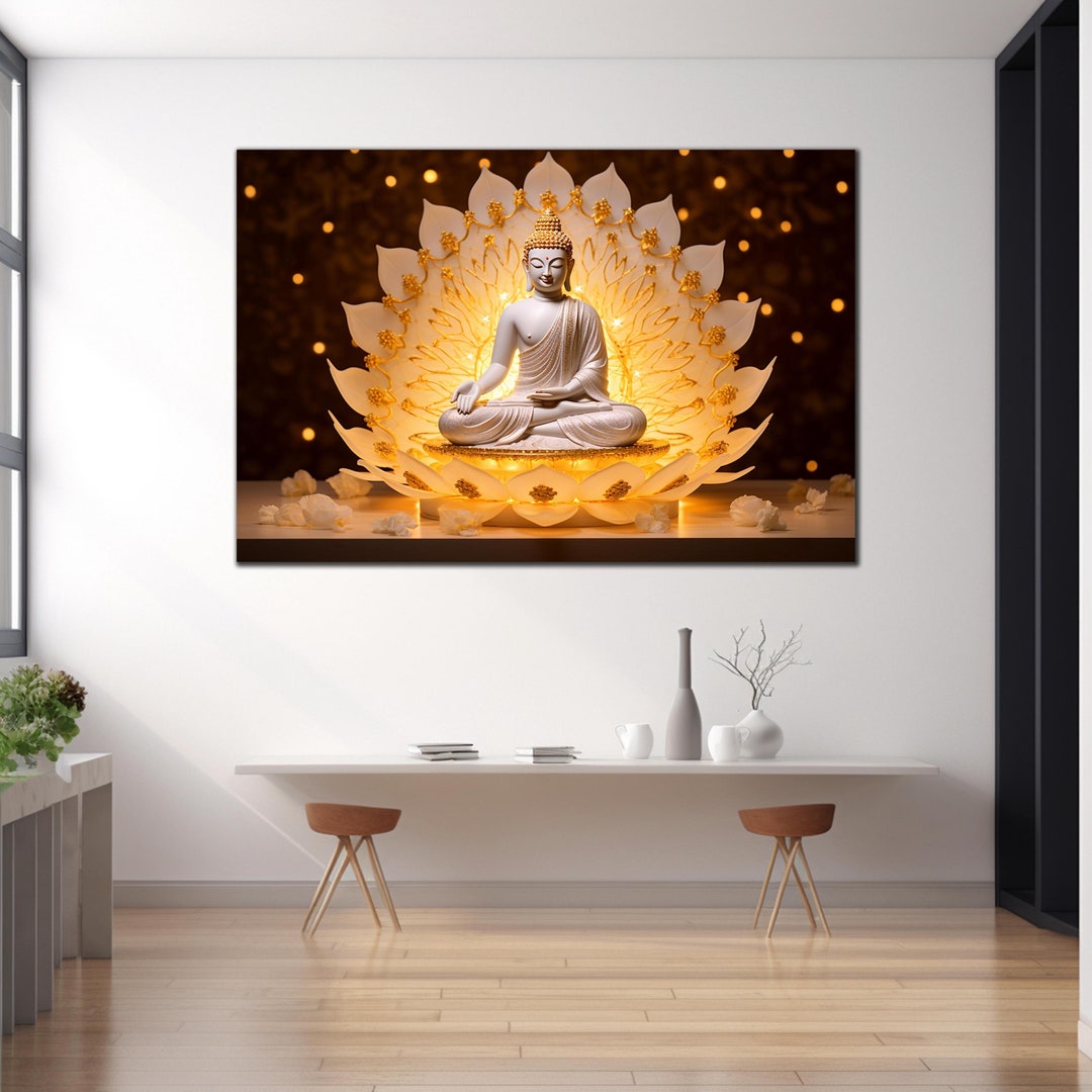 Lord Buddha Tempered Glass Wall Art, Buddha Wall Art, Buddhism Glass ...